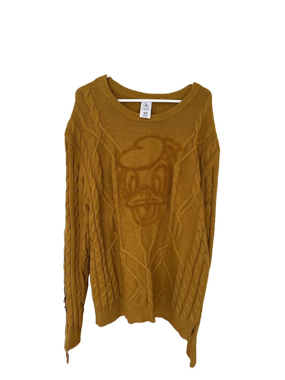Disney Store DONALD DUCK pullover sweater Mustard Yellow Mens Sz XL Knit
